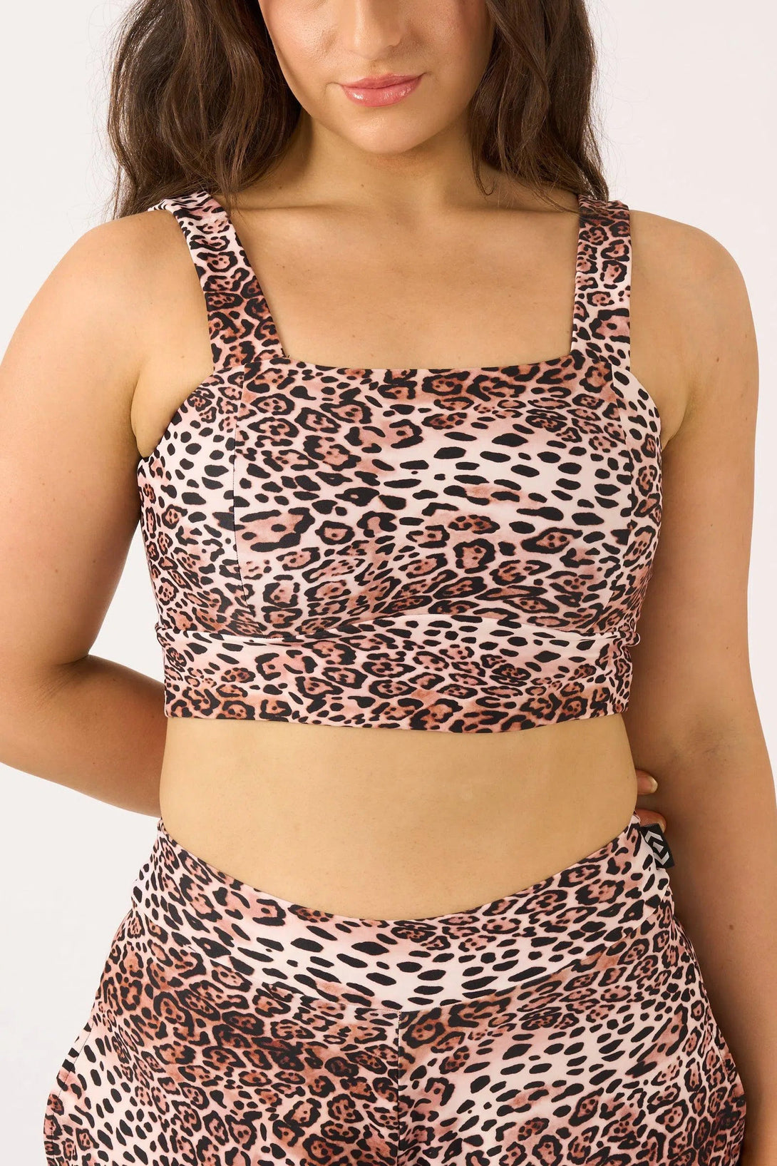 Silky Square Neck Comfort Crop Top - Natural Primal Animal-9358328379812-Activewear-Exoticathletica