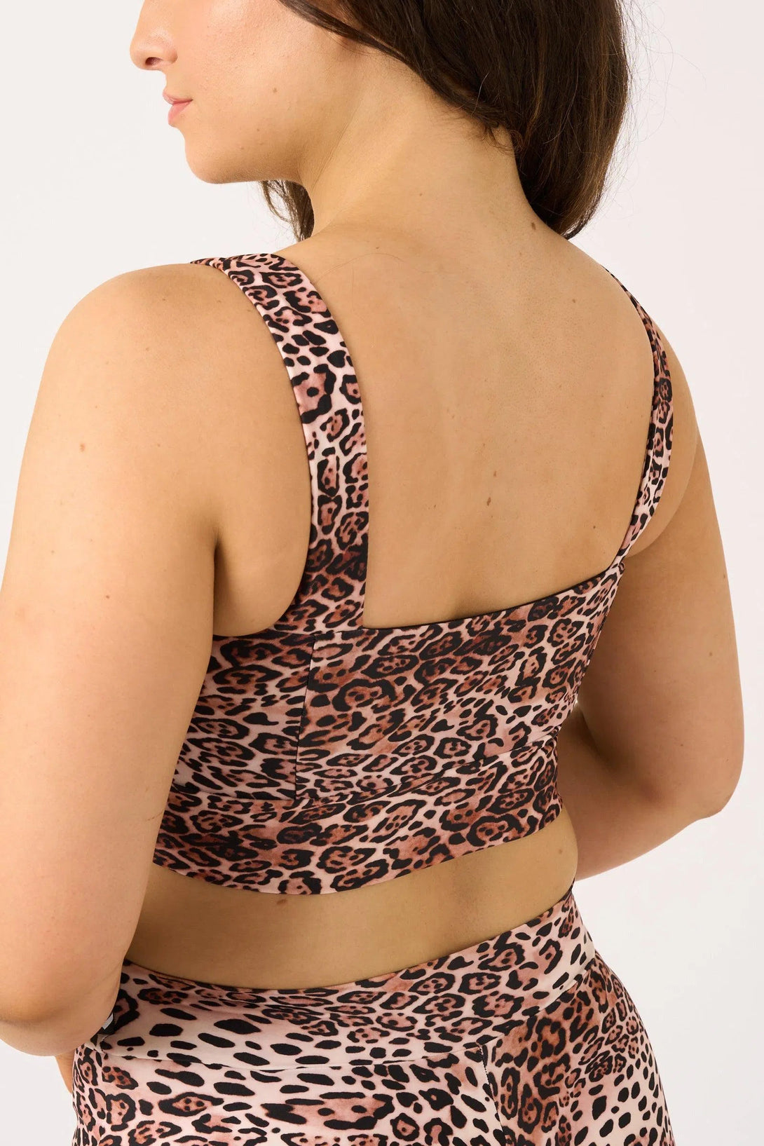 Silky Square Neck Comfort Crop Top - Natural Primal Animal-Activewear-Exoticathletica