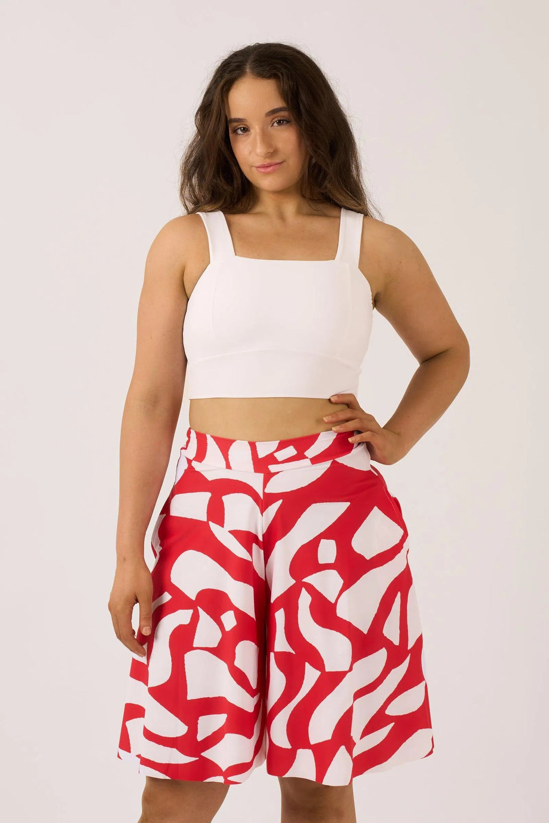 Silky Square Neck Comfort Crop Top - White-Activewear-Exoticathletica