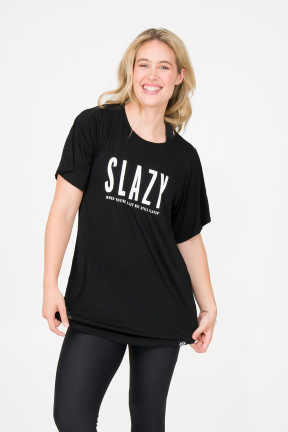 Slazy Black | Plain Boyfriend Tee | Slinky To Touch – Exoticathletica