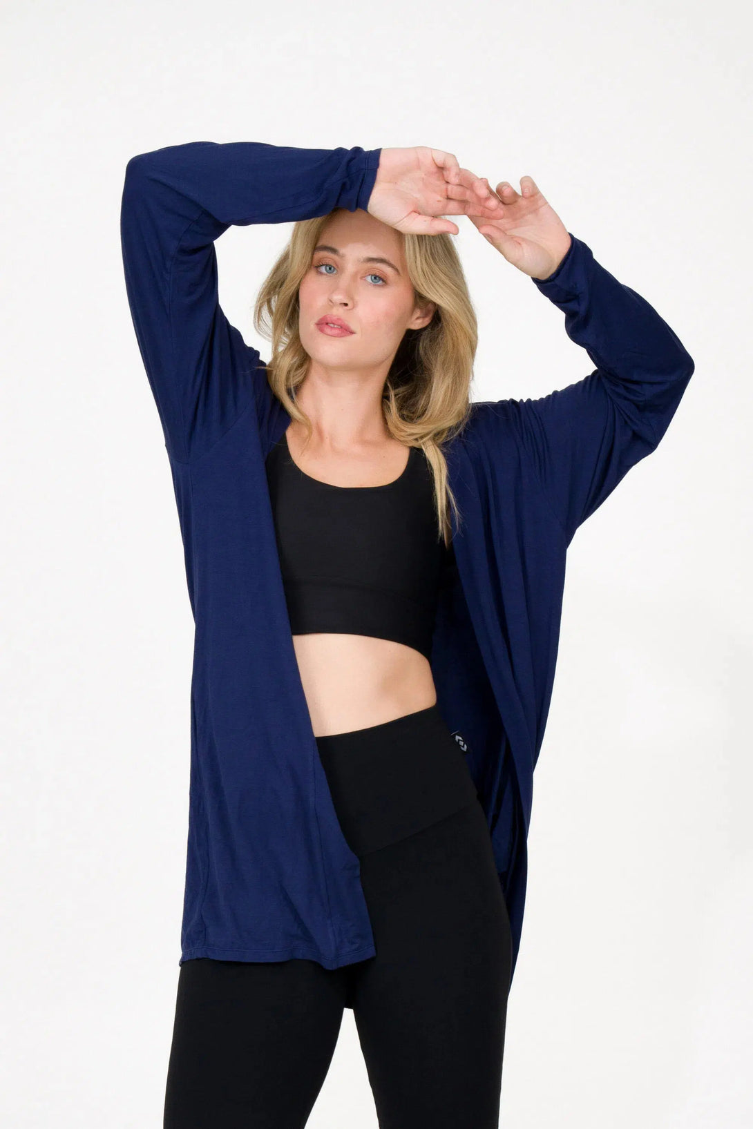 Slinky To Touch Basic Cardigan - Dark Navy-Activewear-Exoticathletica