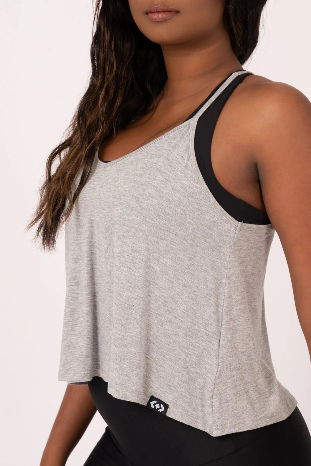 Slinky To Touch Cropped Singlet - Heather Grey-Activewear-Exoticathletica