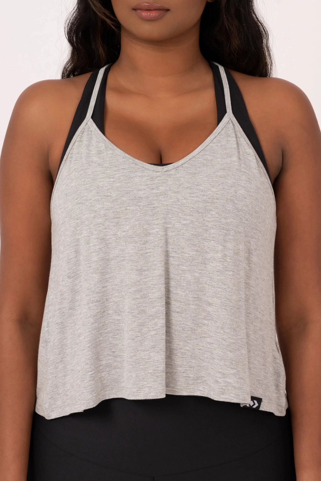 Slinky To Touch Cropped Singlet - Heather Grey-Activewear-Exoticathletica