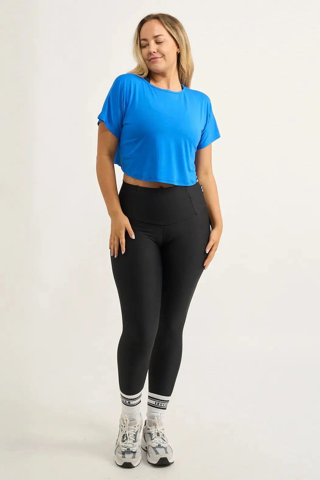 Slinky To Touch Cropped Tee - Electric Blue-Activewear-Exoticathletica