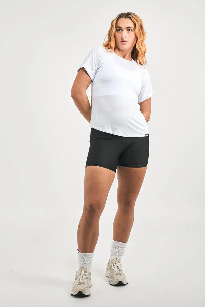 Slinky To Touch Cuffed Sleeve Tee - White-Activewear-Exoticathletica