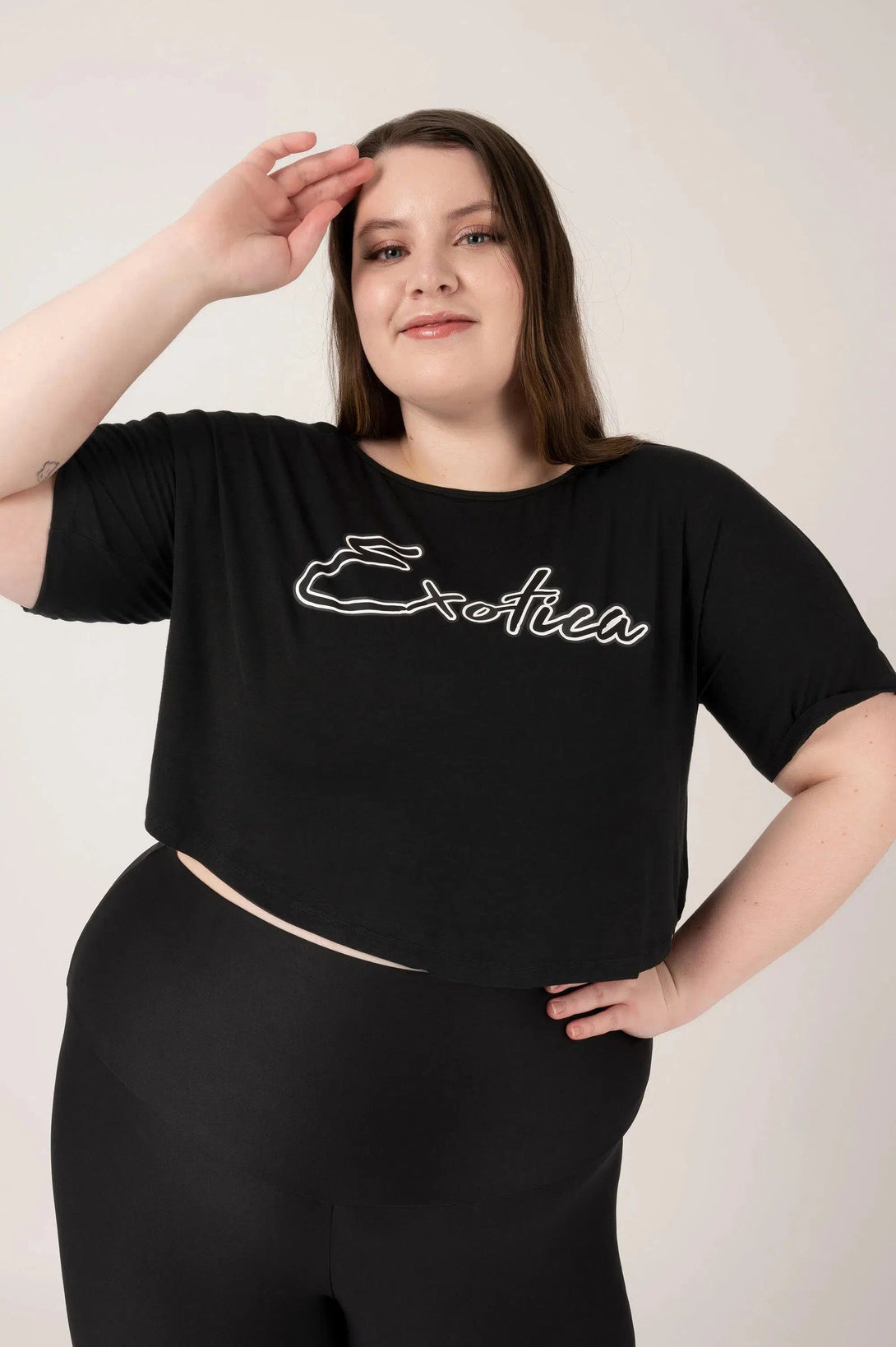 Slinky To Touch Exotica Cropped Tee - Black-Activewear-Exoticathletica