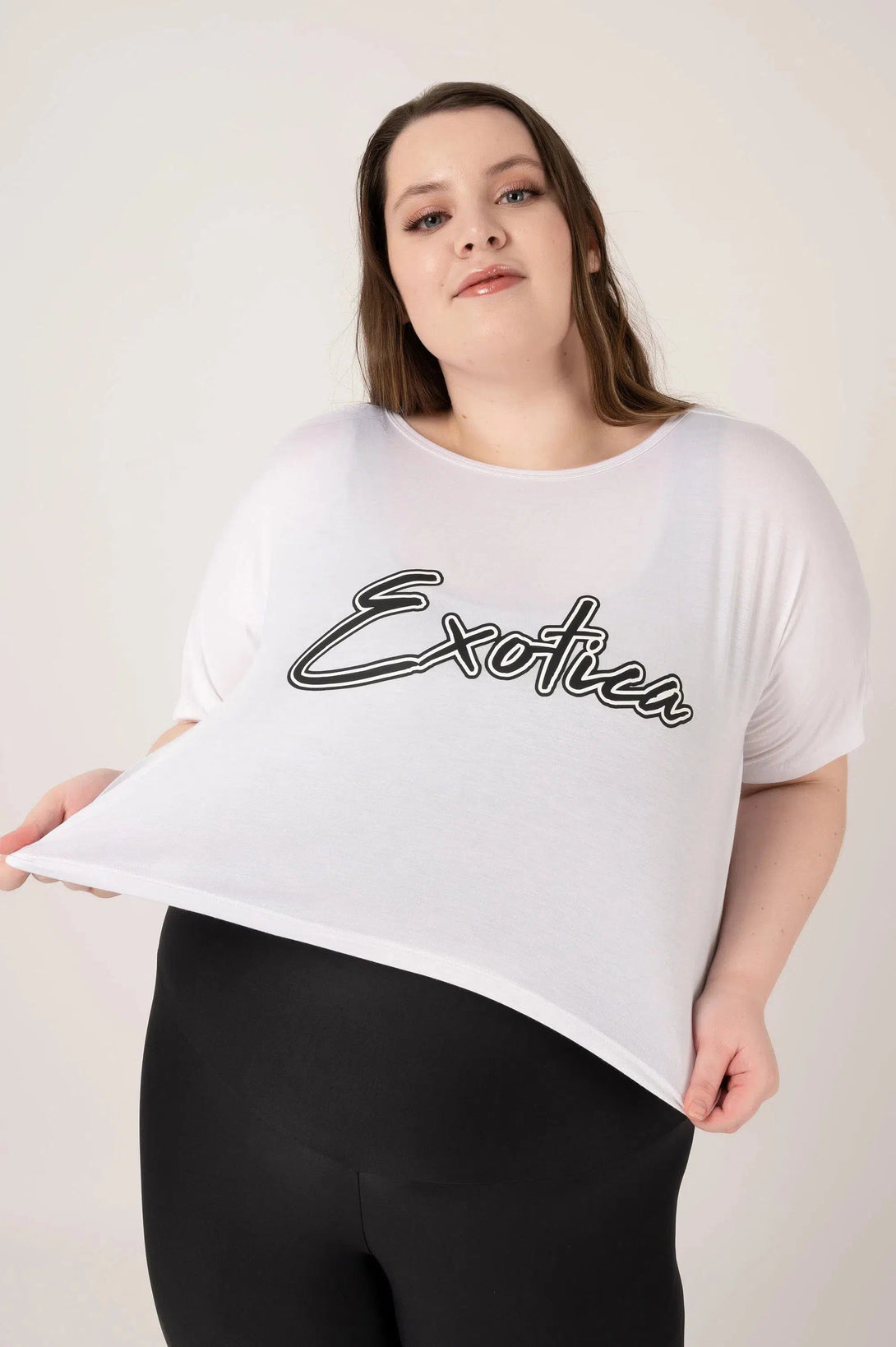 Slinky To Touch Exotica Cropped Tee - White-Activewear-Exoticathletica