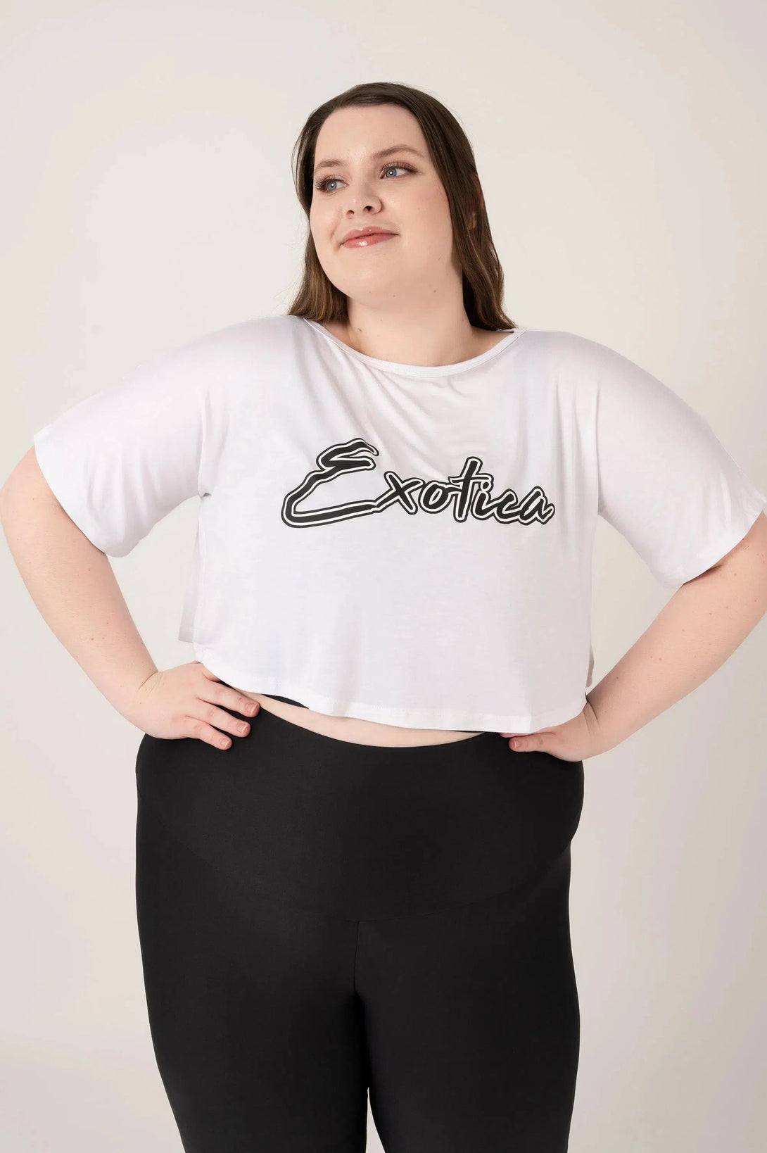 Slinky To Touch Exotica Cropped Tee - White-Activewear-Exoticathletica