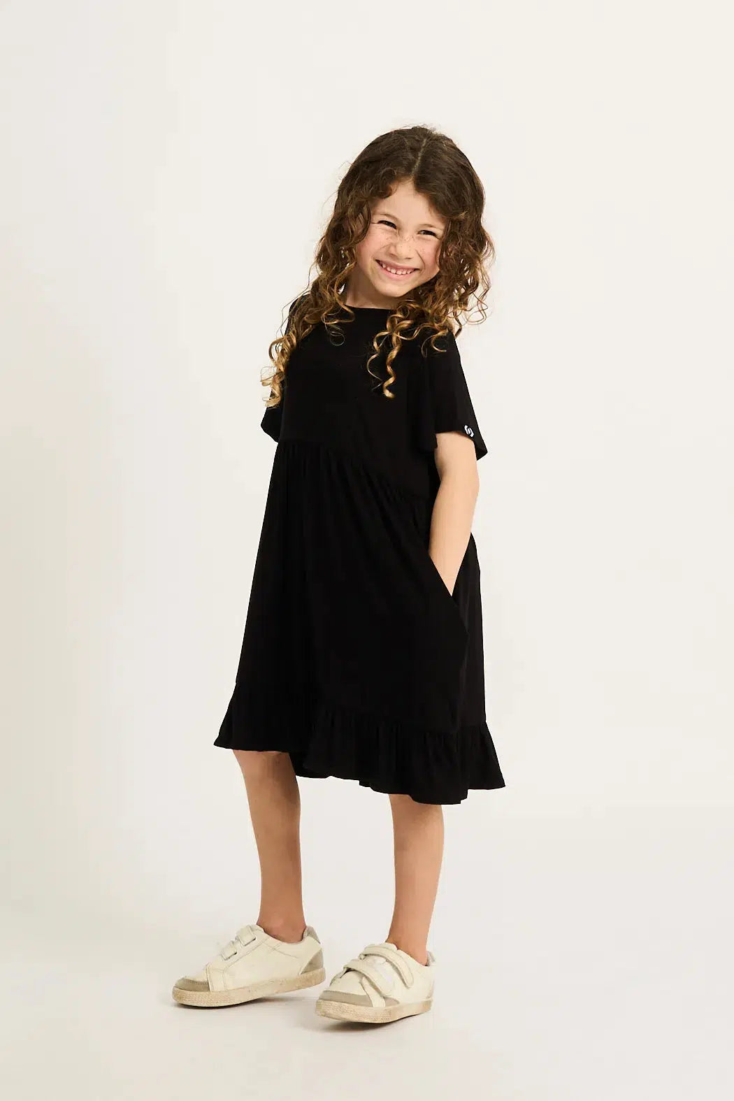 Slinky To Touch Kids Baby Doll Tiered Mini Dress - Black-Activewear-Exoticathletica