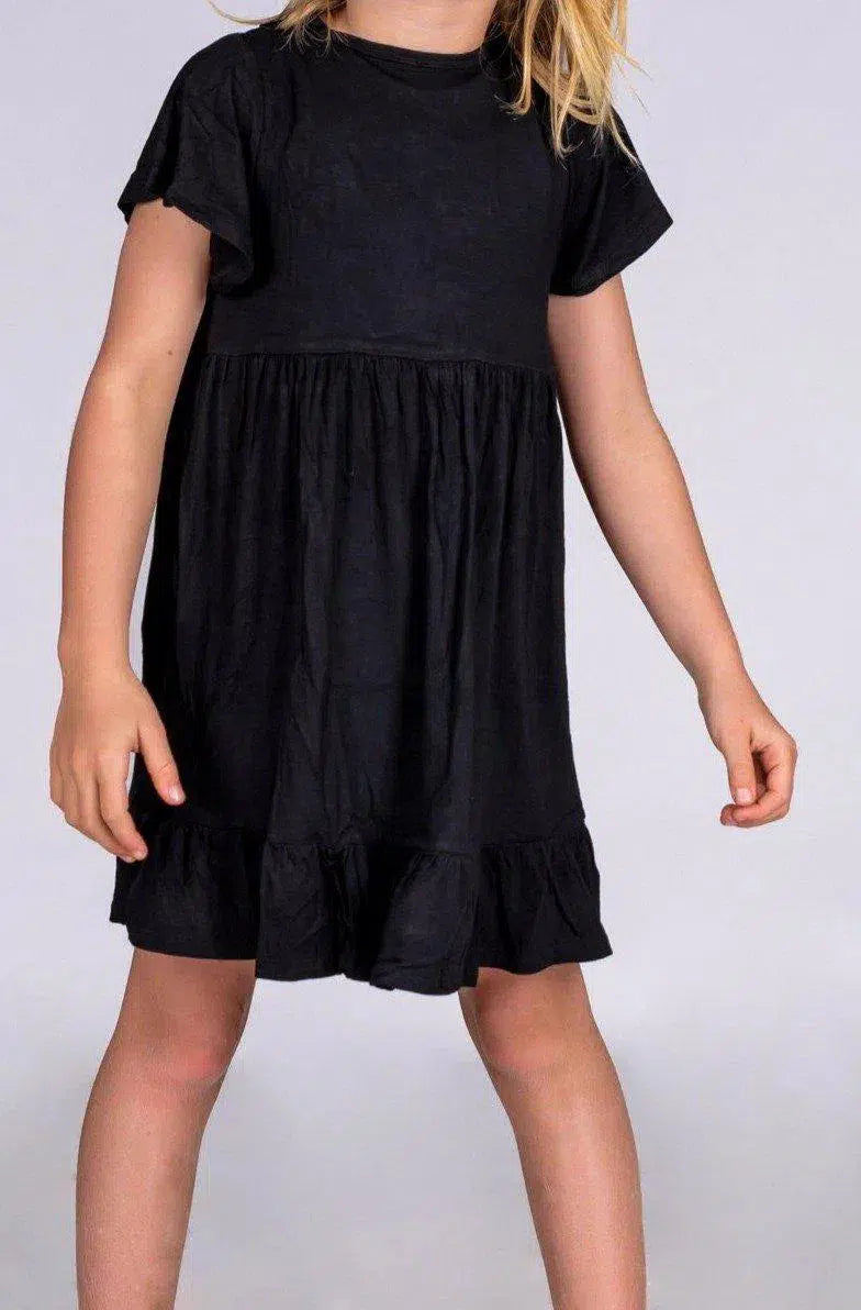 Slinky To Touch Kids Baby Doll Tiered Mini Dress - Black-Activewear-Exoticathletica