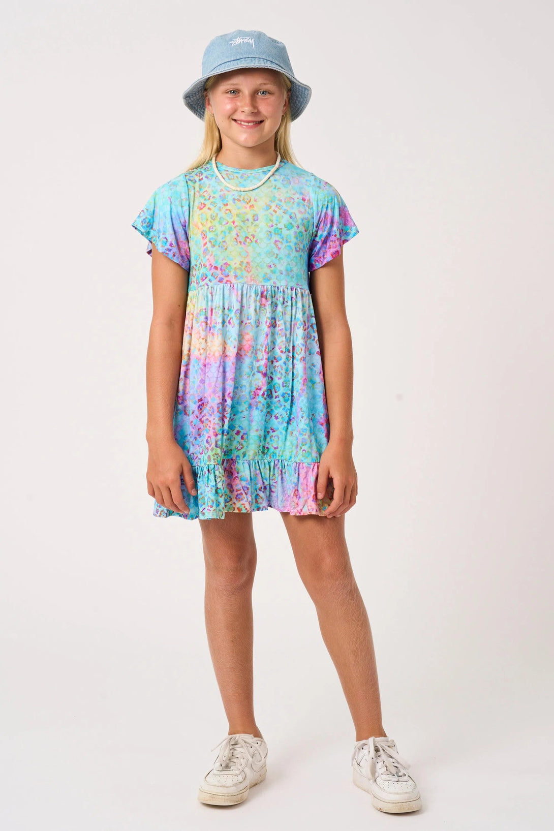 Slinky To Touch Kids Baby Doll Tiered Mini Dress - Mermaid Jag-Activewear-Exoticathletica