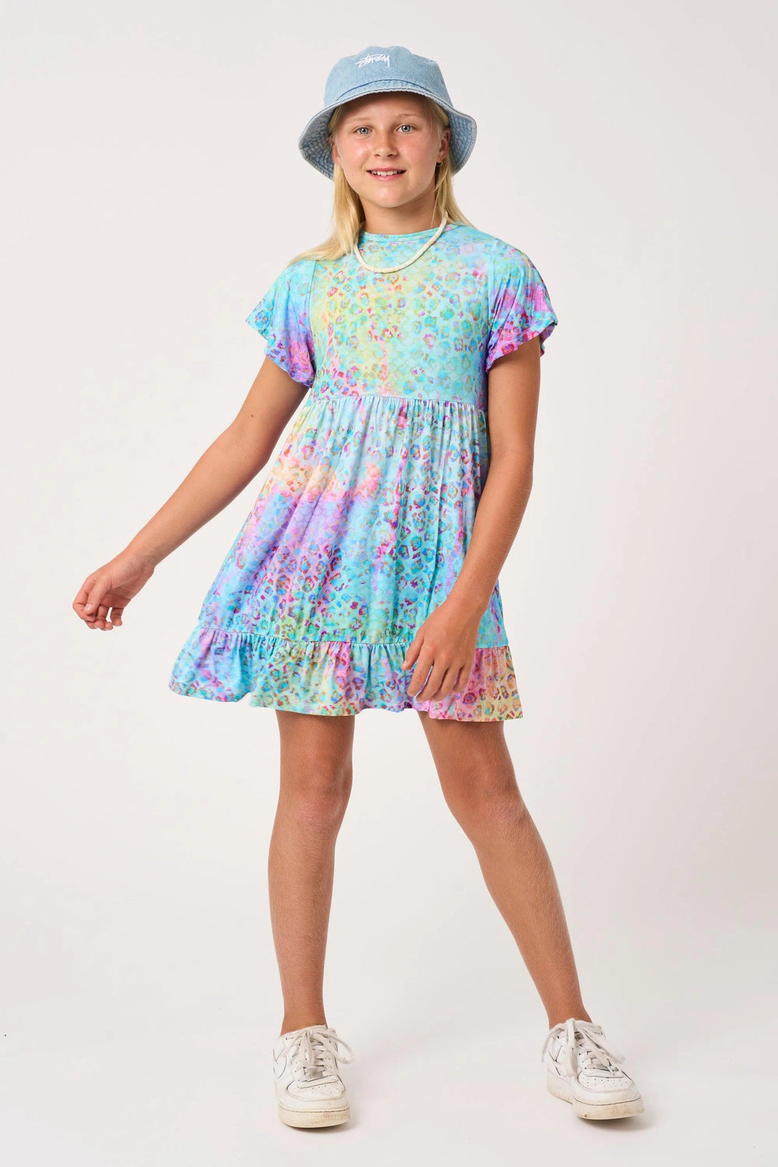 Slinky To Touch Kids Baby Doll Tiered Mini Dress - Mermaid Jag-Activewear-Exoticathletica