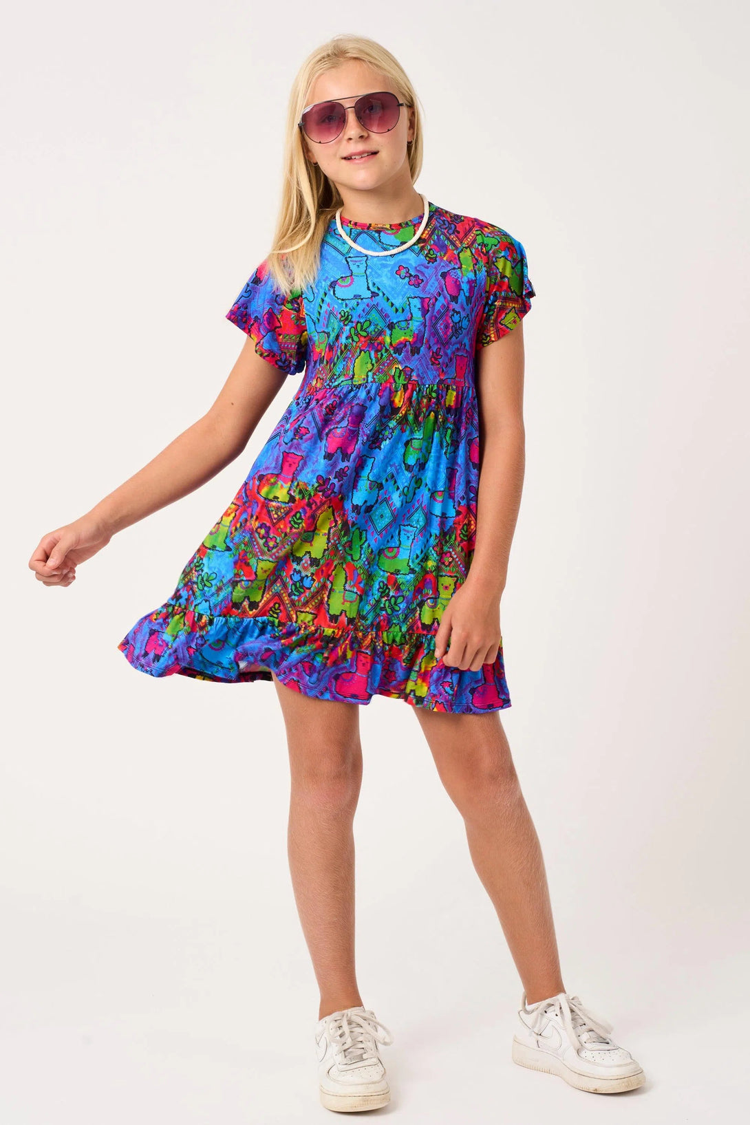 Slinky To Touch Kids Baby Doll Tiered Mini Dress - No Prob-Llama-Activewear-Exoticathletica