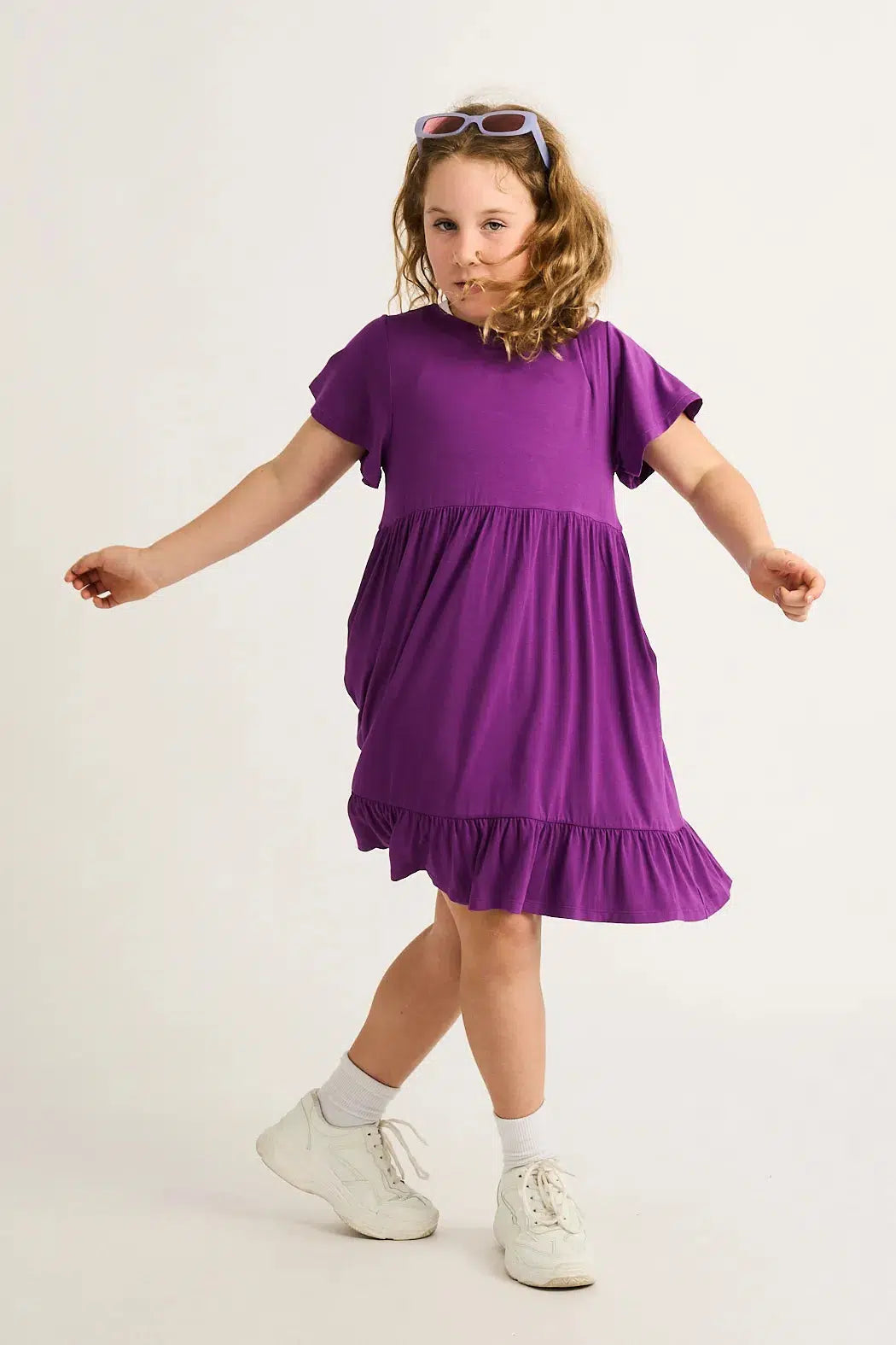 Slinky To Touch Kids Baby Doll Tiered Mini Dress - Purple-Activewear-Exoticathletica