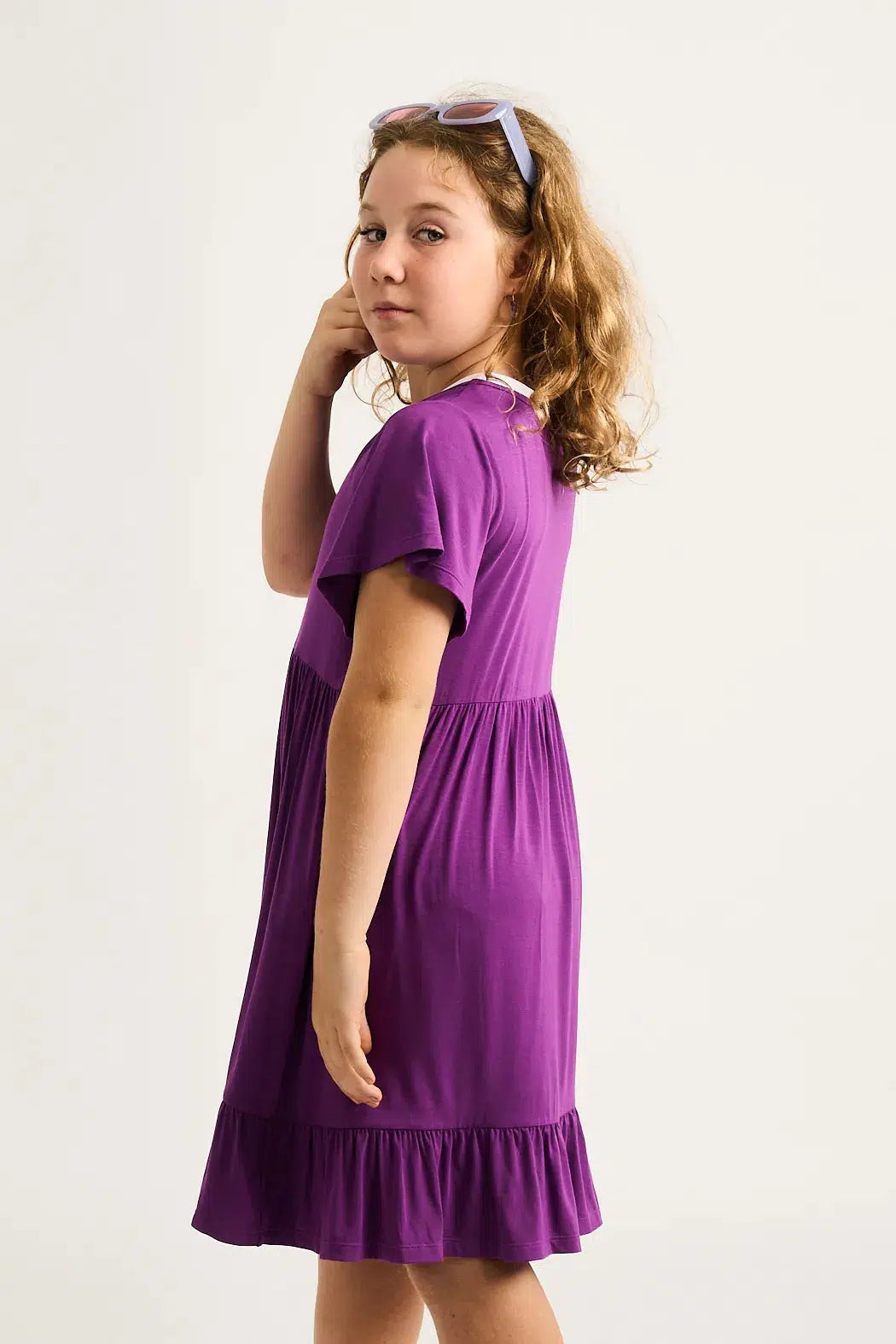 Slinky To Touch Kids Baby Doll Tiered Mini Dress - Purple-Activewear-Exoticathletica