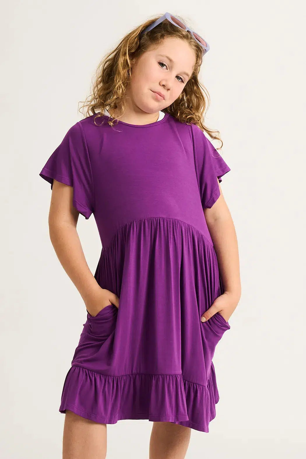 Slinky To Touch Kids Baby Doll Tiered Mini Dress - Purple-Activewear-Exoticathletica