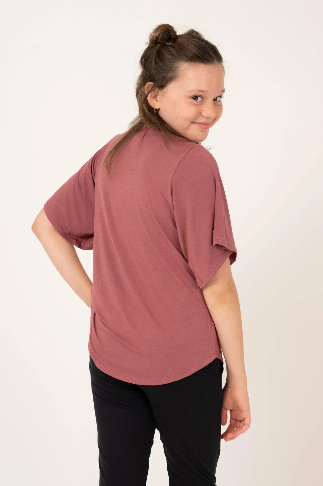 Slinky To Touch Kids Boyfriend Tee - Dark Blush-Activewear-Exoticathletica