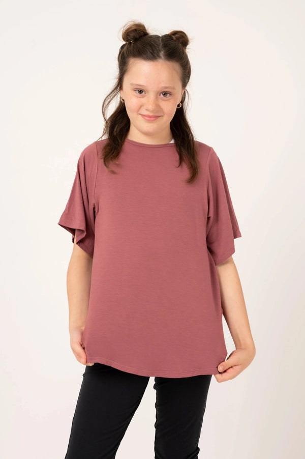 Slinky To Touch Kids Boyfriend Tee - Dark Blush-Activewear-Exoticathletica