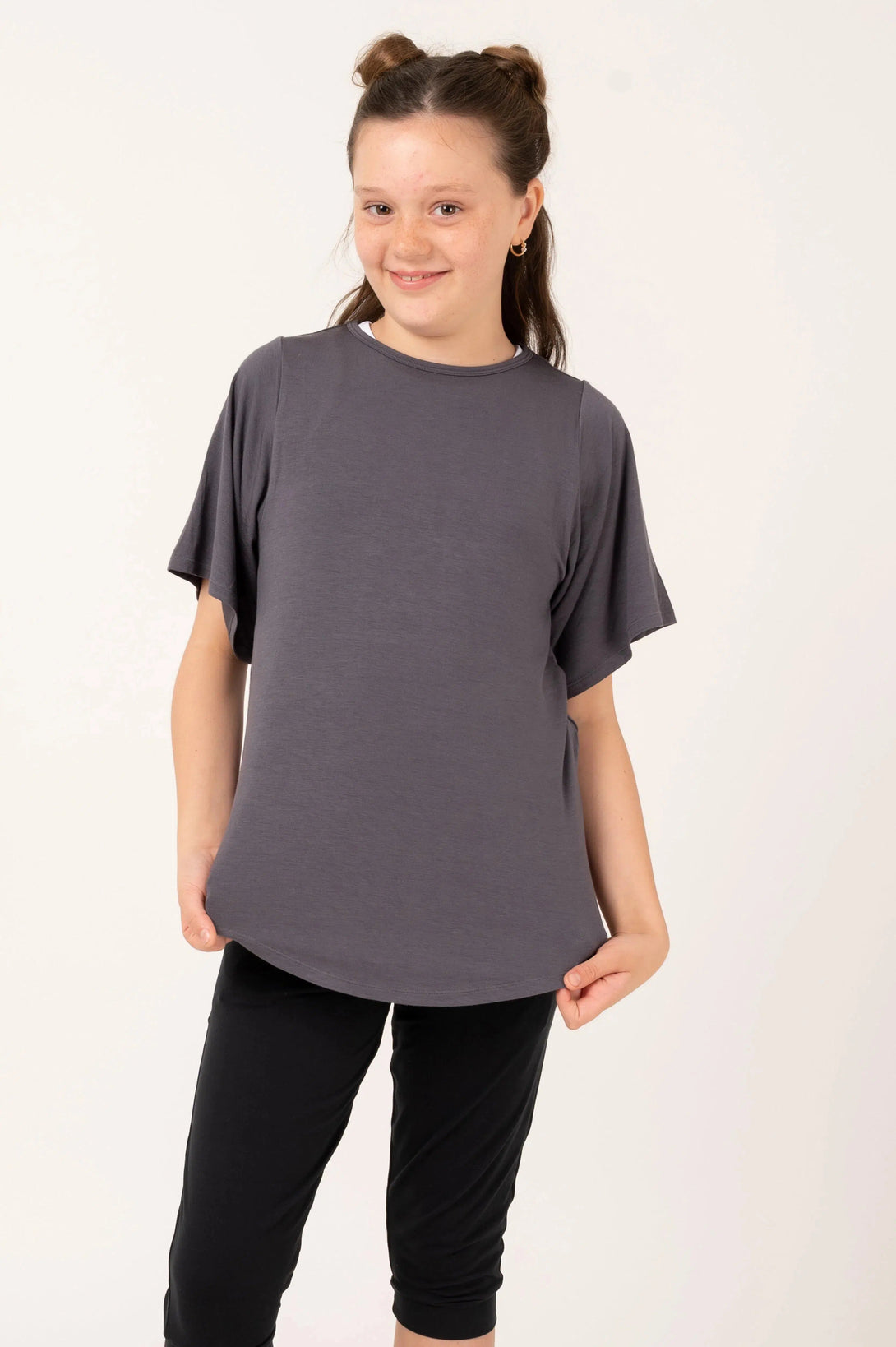 Slinky To Touch Kids Boyfriend Tee - Dark Charcoal-Activewear-Exoticathletica