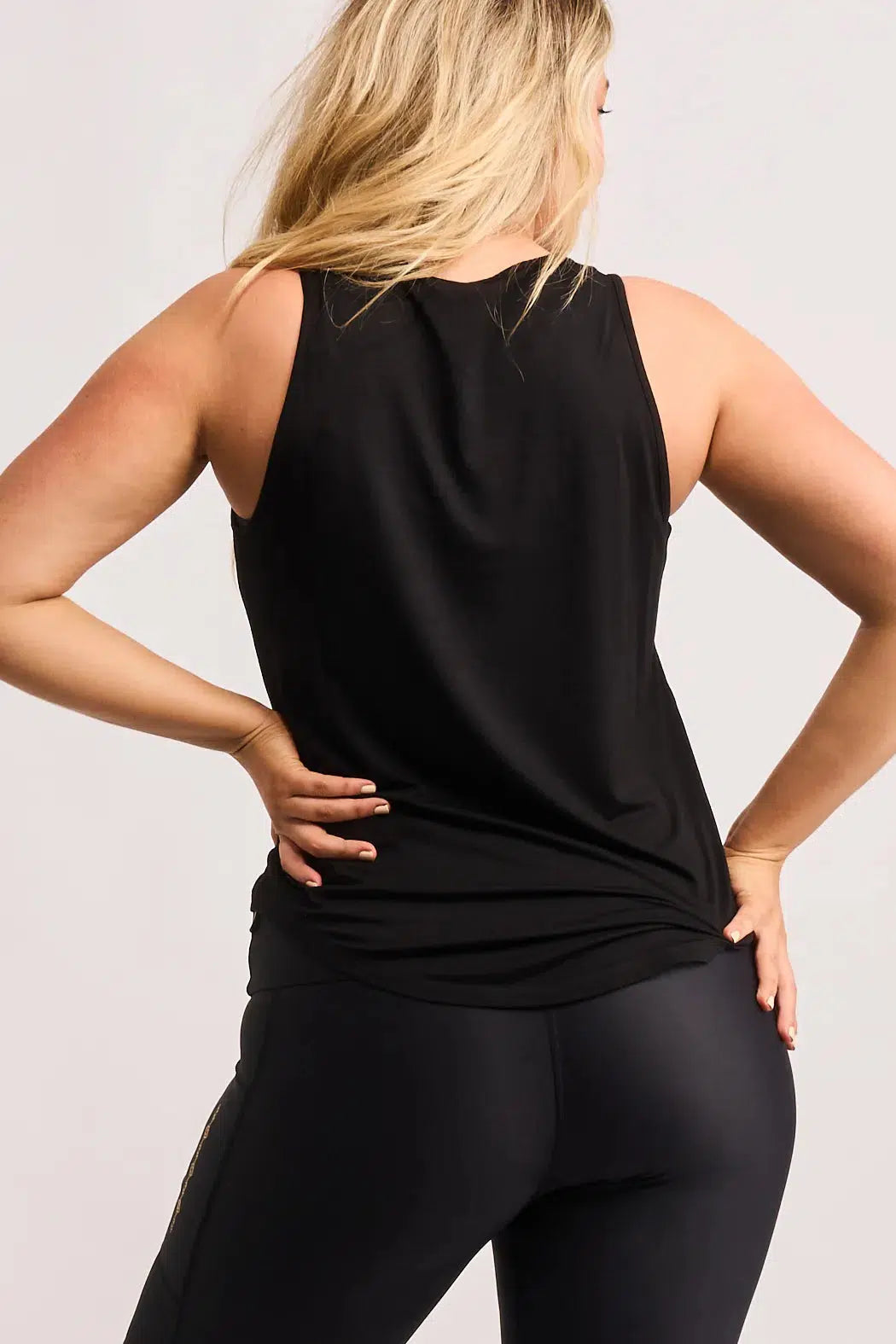 Slinky To Touch Luxe Muscle Back Tank - Black-Activewear-Exoticathletica