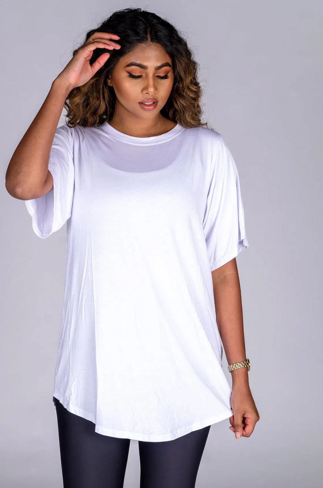 Slinky To Touch Mesh V Back Boyfriend Tee - White-Activewear-Exoticathletica