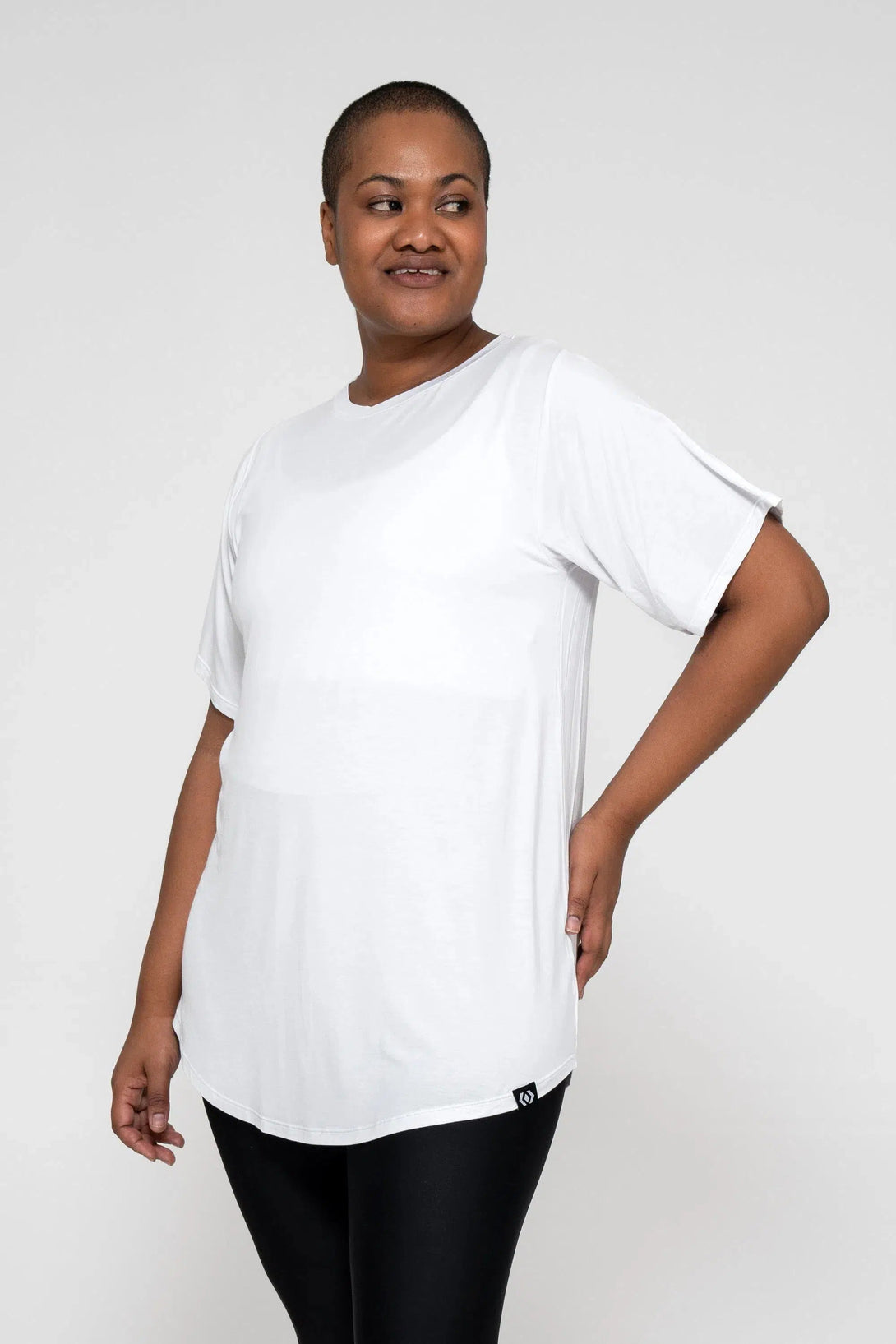 Slinky To Touch Mesh V Back Boyfriend Tee - White-Activewear-Exoticathletica