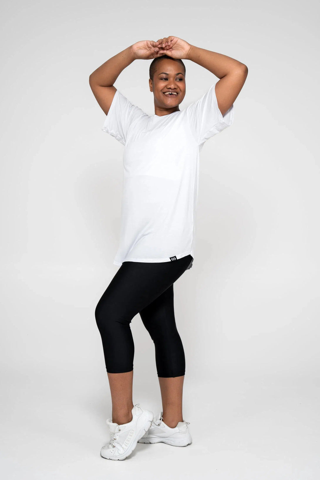 Slinky To Touch Mesh V Back Boyfriend Tee - White-Activewear-Exoticathletica