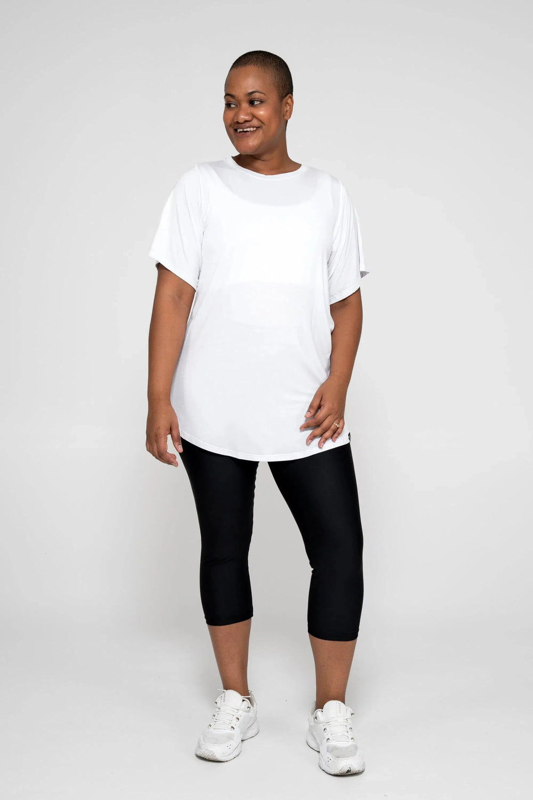 Slinky To Touch Mesh V Back Boyfriend Tee - White-Activewear-Exoticathletica