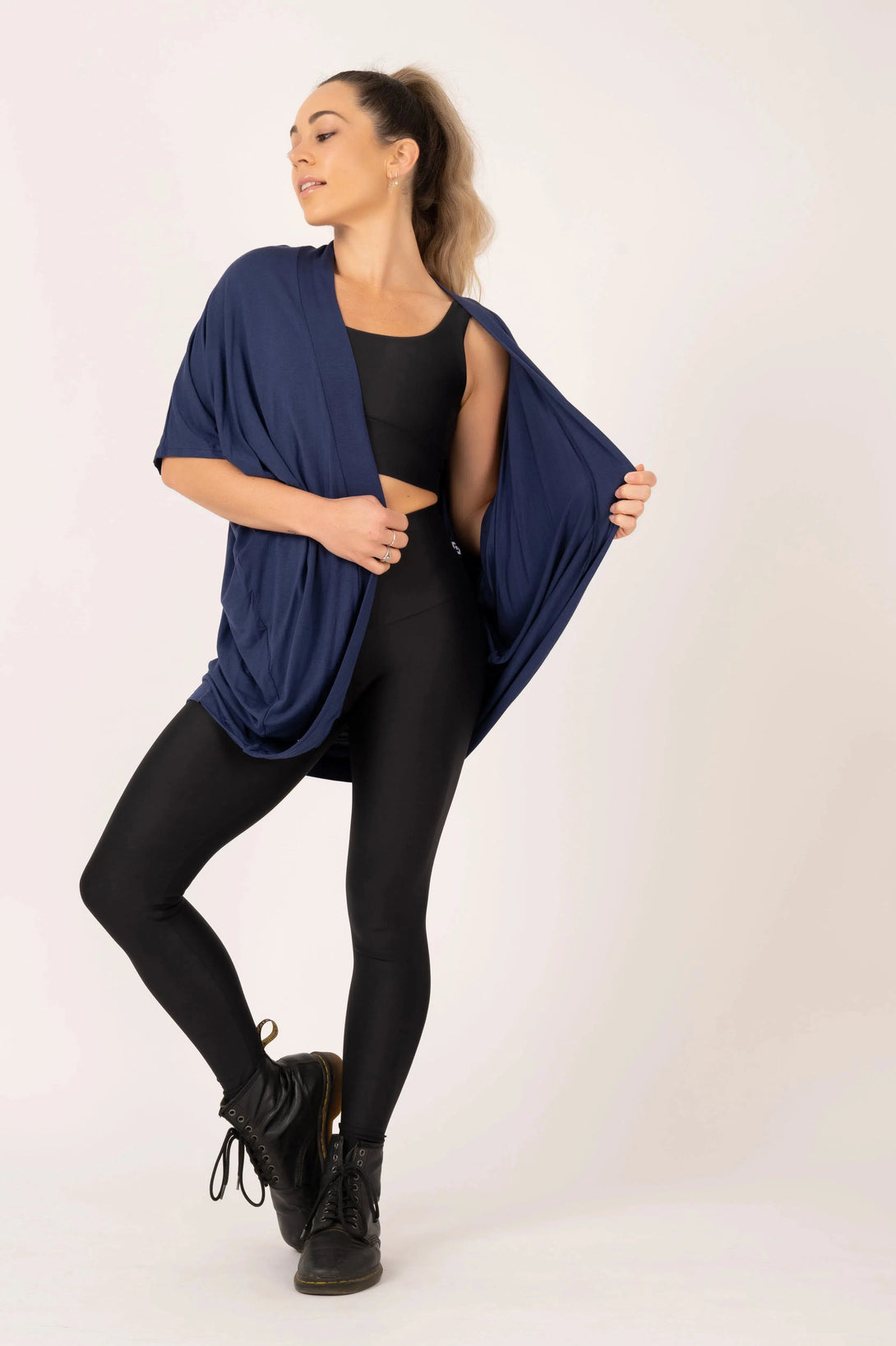 Slinky To Touch Midi Kimono - Dark Navy-Activewear-Exoticathletica