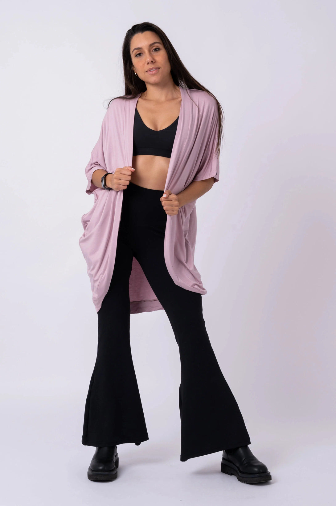 Slinky To Touch Midi Kimono - Pale Mauve-Activewear-Exoticathletica