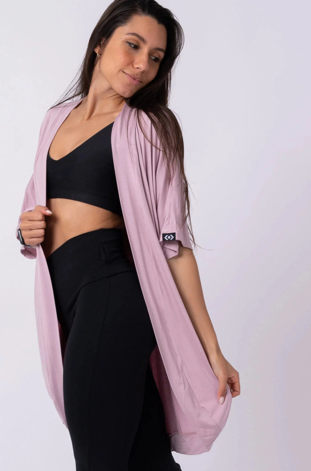 Slinky To Touch Midi Kimono - Pale Mauve-Activewear-Exoticathletica