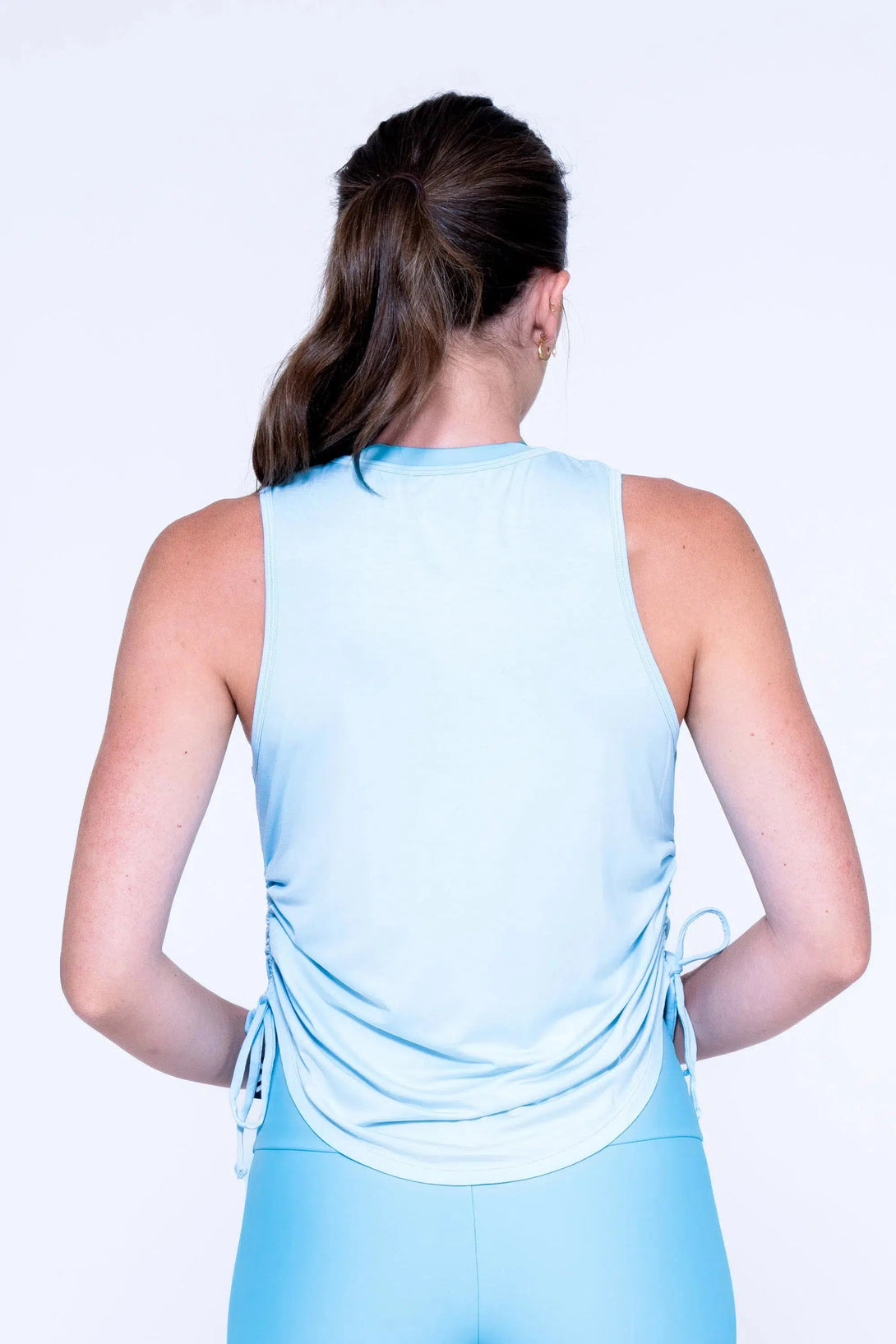 Slinky To Touch Muscle Back Tank W/ Cinched Sides - Baby Blue-Activewear-Exoticathletica