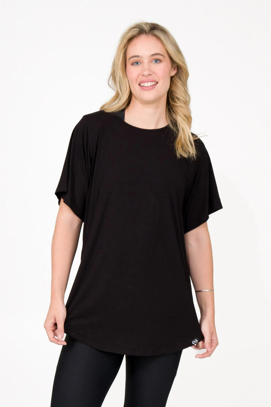 Slinky To Touch Plain Boyfriend Tee - Black-Activewear-Exoticathletica