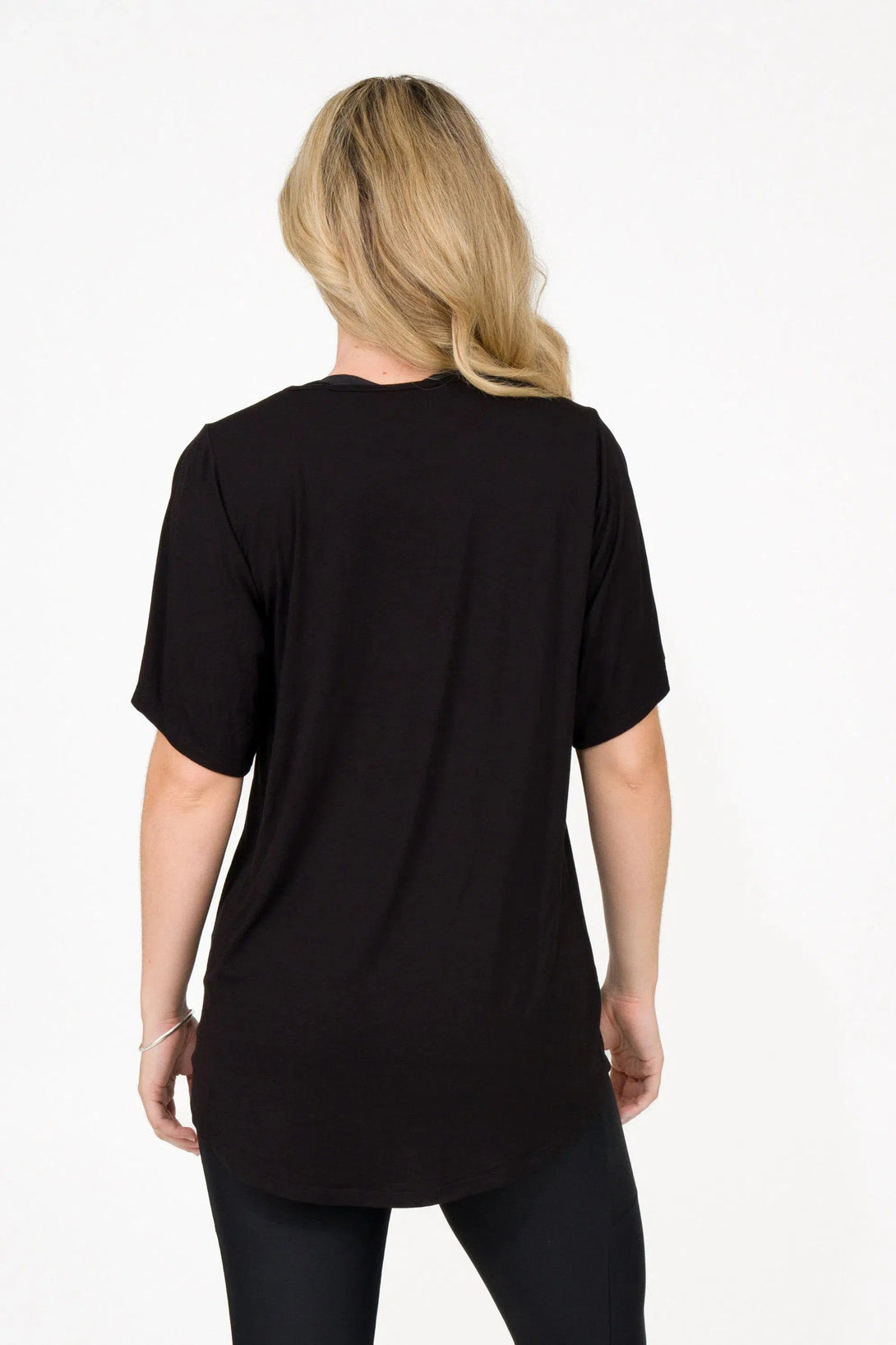 Slinky To Touch Plain Boyfriend Tee - Black-Activewear-Exoticathletica