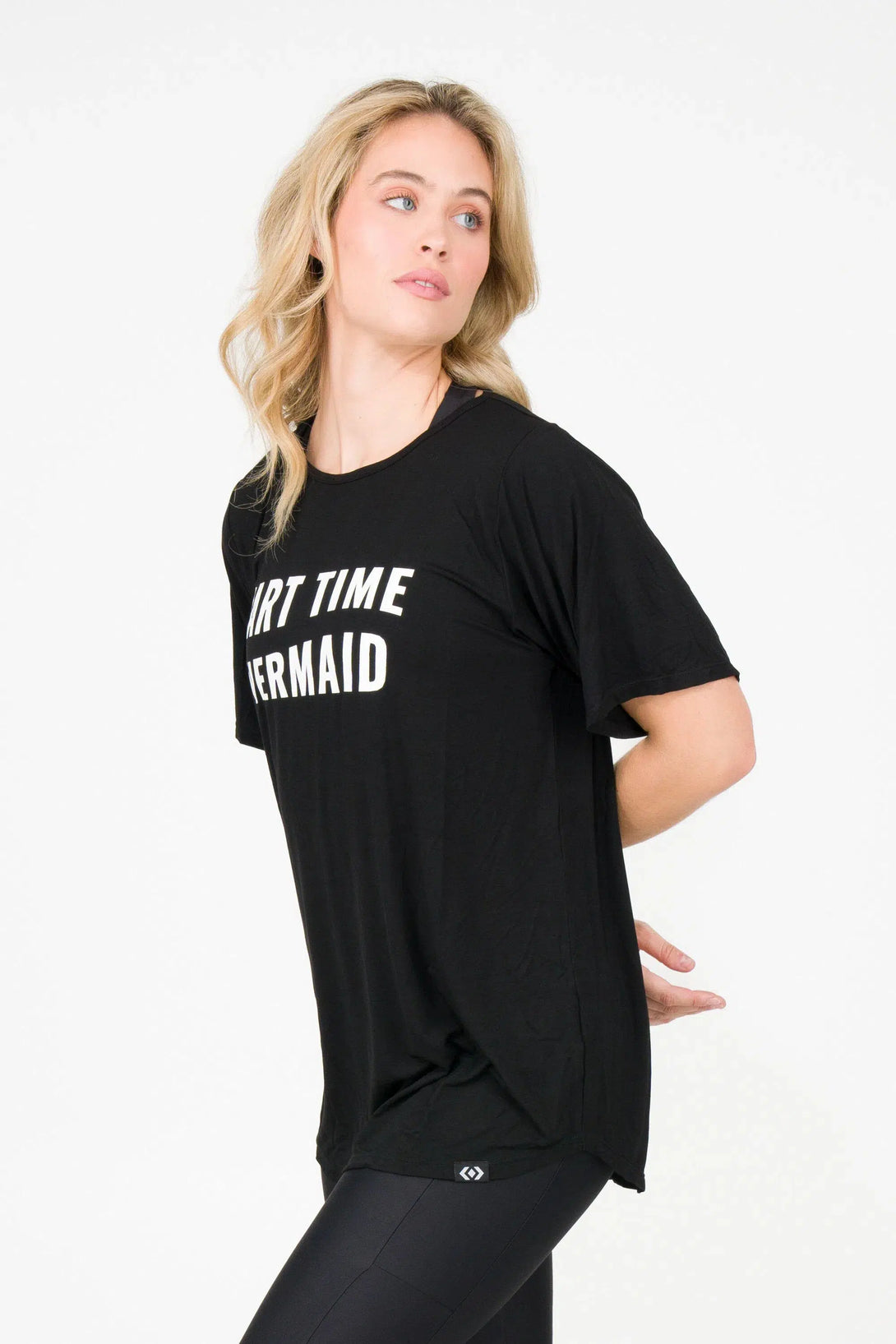 Slinky To Touch Plain Boyfriend Tee - Part Time Mermaid Black-Activewear-Exoticathletica