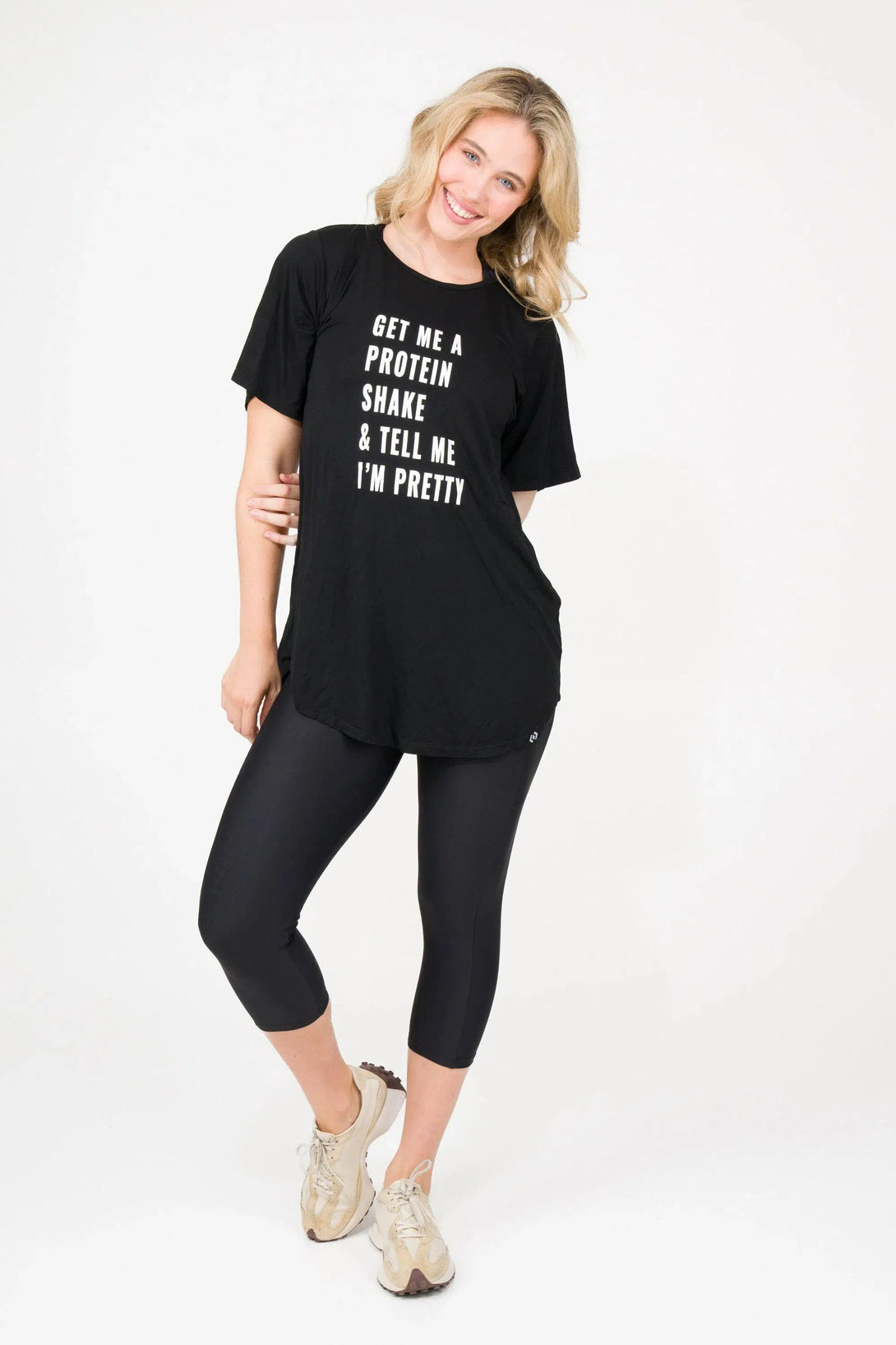 Slinky To Touch Plain Boyfriend Tee - Tell Me Im Pretty Black-Activewear-Exoticathletica