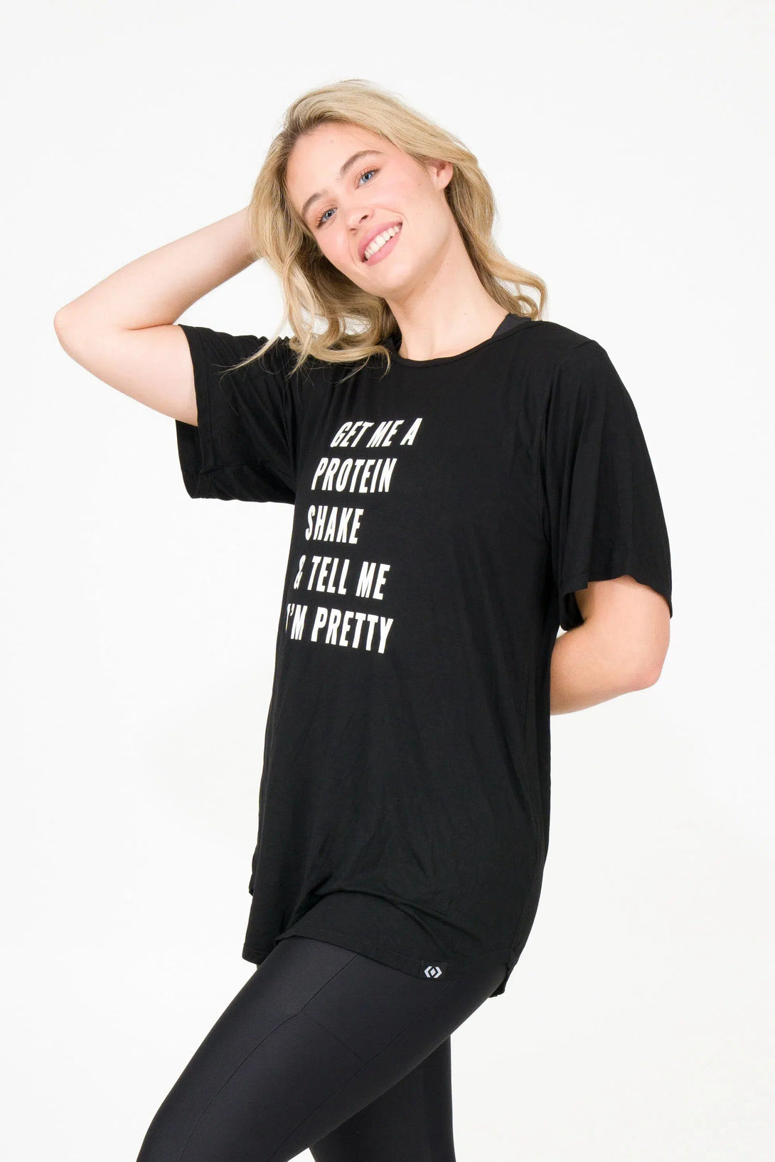 Slinky To Touch Plain Boyfriend Tee - Tell Me Im Pretty Black-Activewear-Exoticathletica