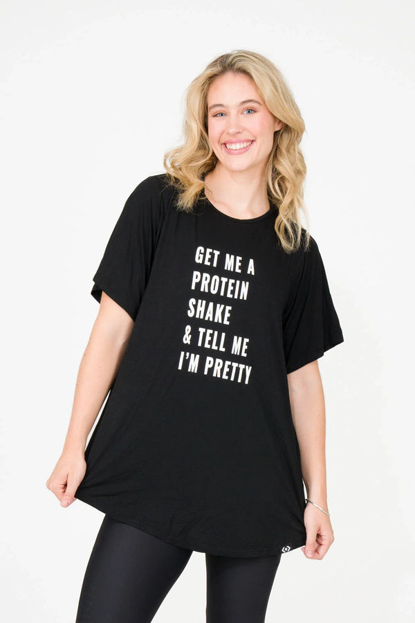 Slinky To Touch Plain Boyfriend Tee - Tell Me Im Pretty Black-Activewear-Exoticathletica