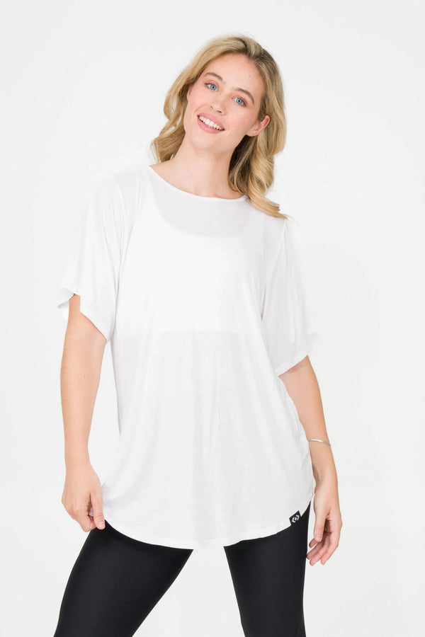 Slinky To Touch Plain Boyfriend Tee - White-Activewear-Exoticathletica