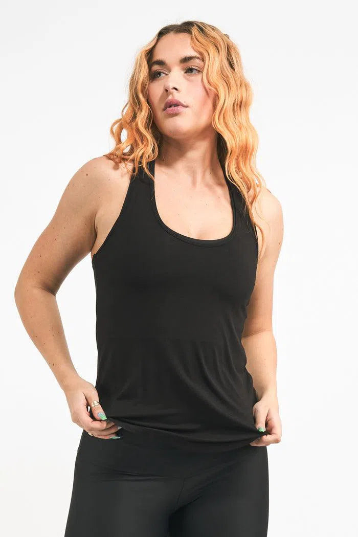 Slinky To Touch Racer Back Tank Top - Black-Activewear-Exoticathletica