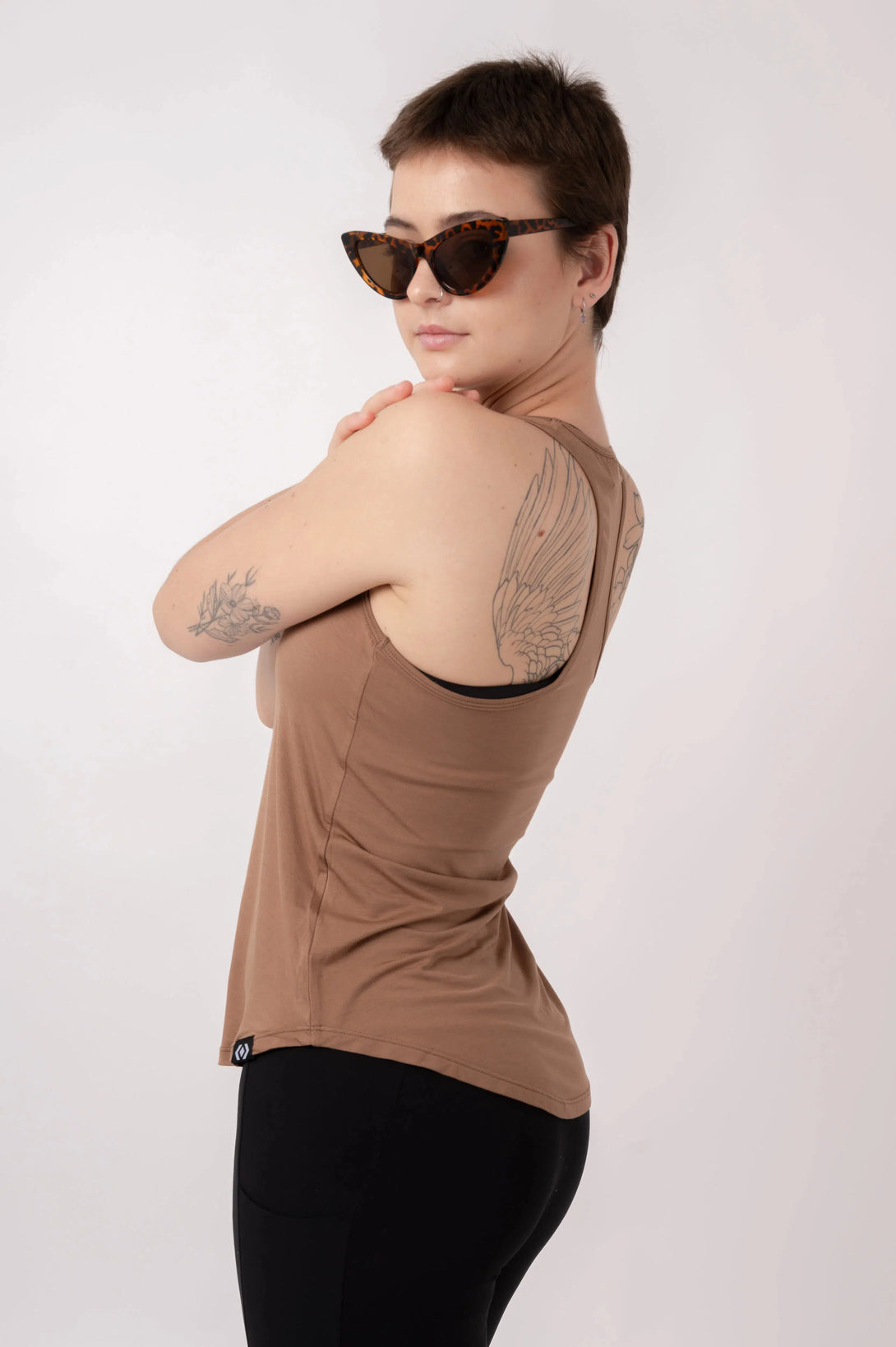 Slinky To Touch Racer Back Tank Top - Chocolate-Activewear-Exoticathletica