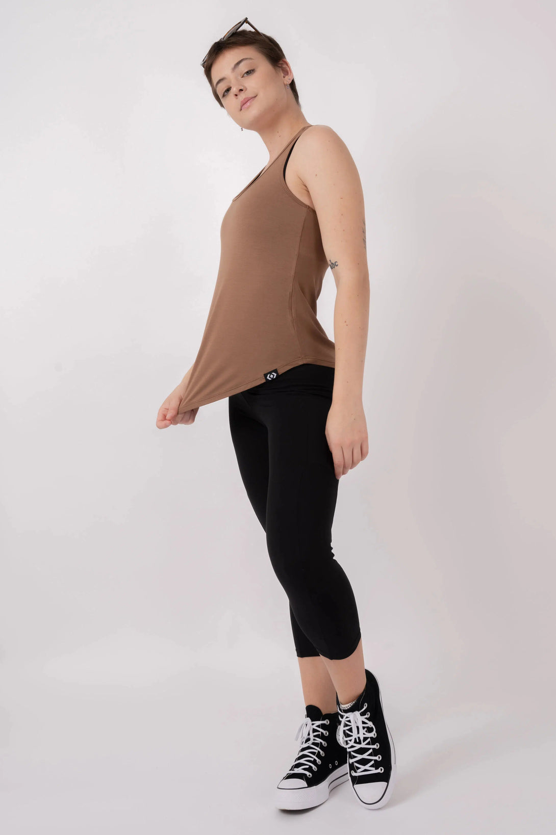 Slinky To Touch Racer Back Tank Top - Chocolate-Activewear-Exoticathletica