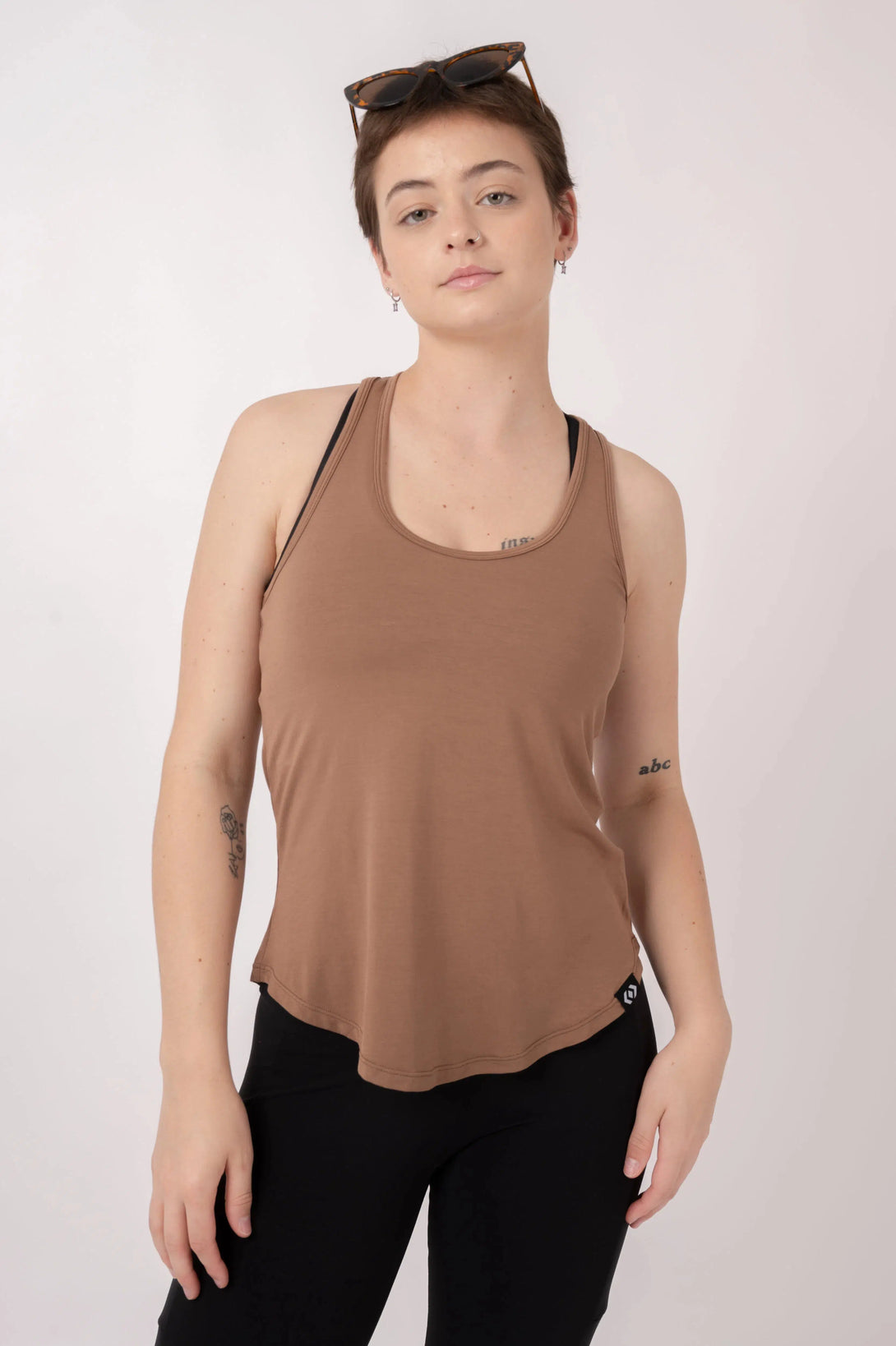 Slinky To Touch Racer Back Tank Top - Chocolate-Activewear-Exoticathletica