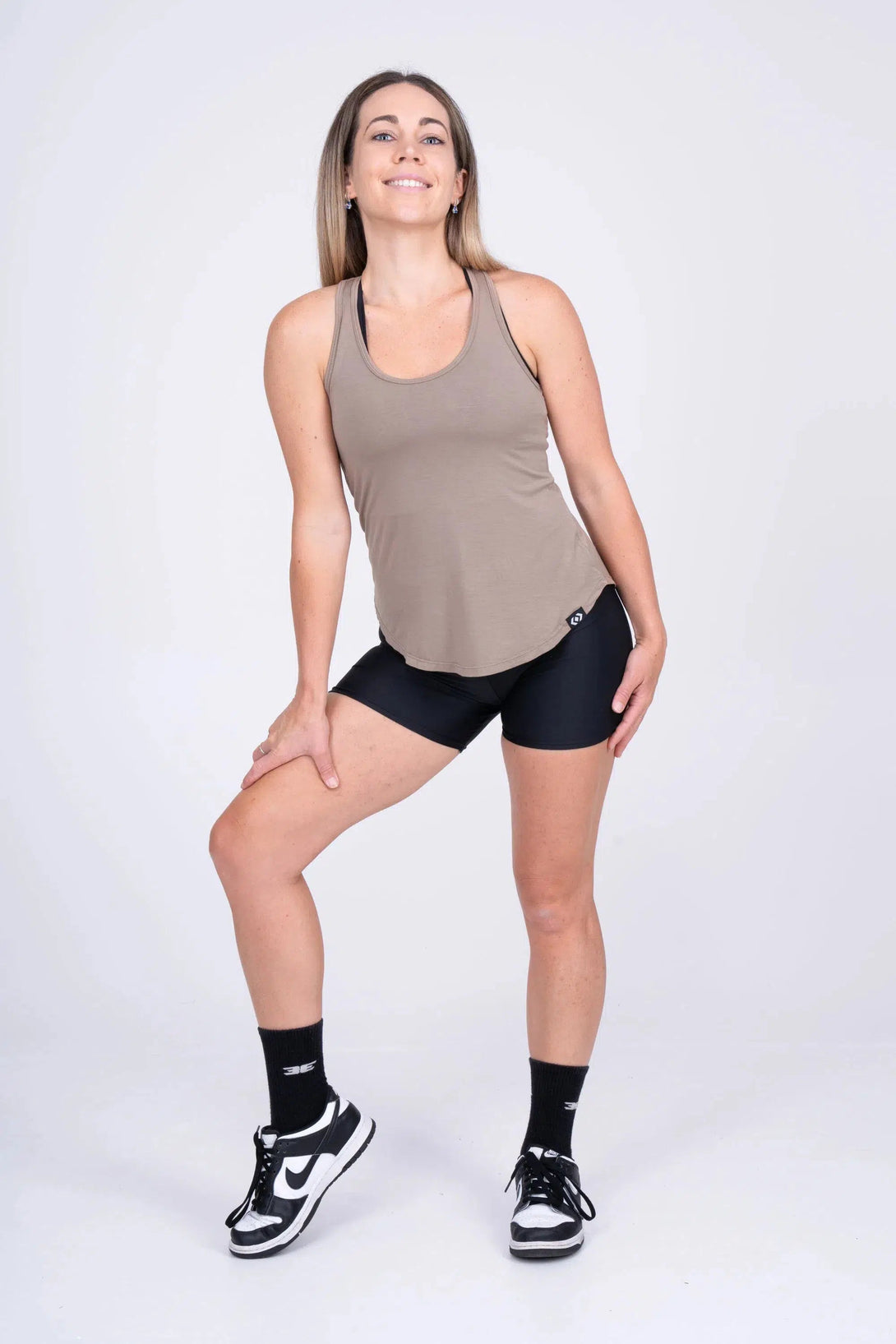 Slinky To Touch Racer Back Tank Top - Mocha-Activewear-Exoticathletica