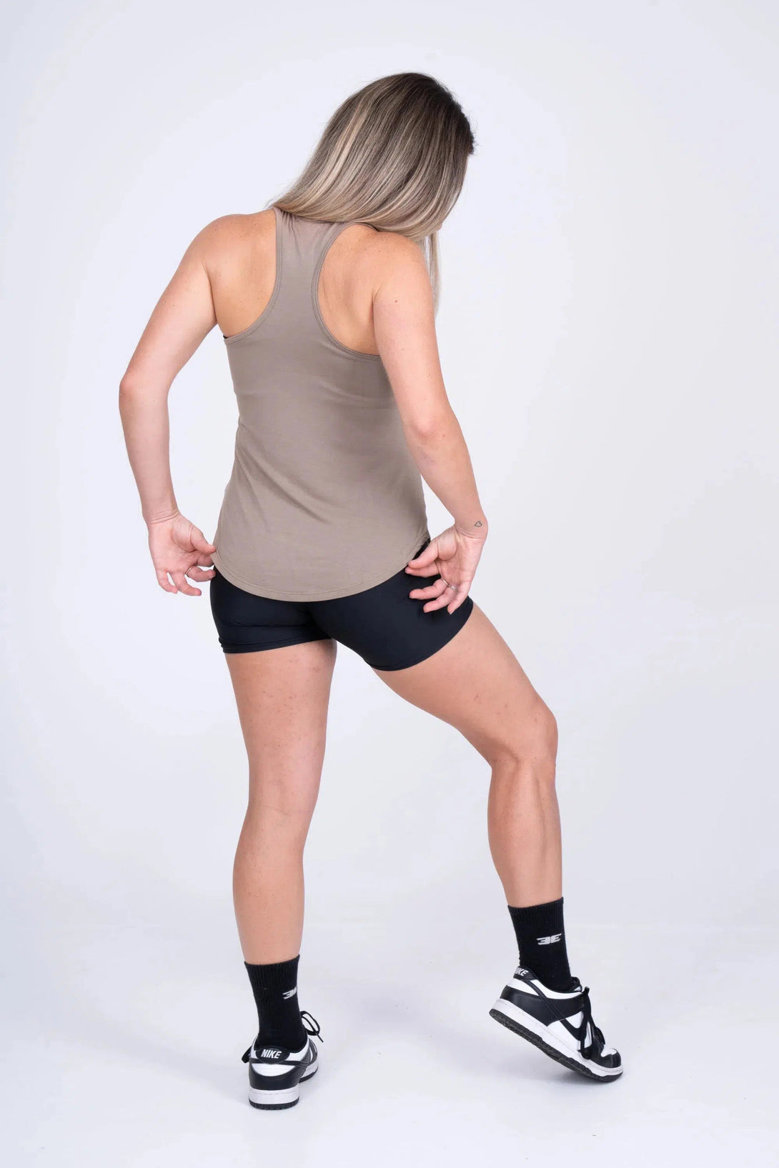 Slinky To Touch Racer Back Tank Top - Mocha-Activewear-Exoticathletica