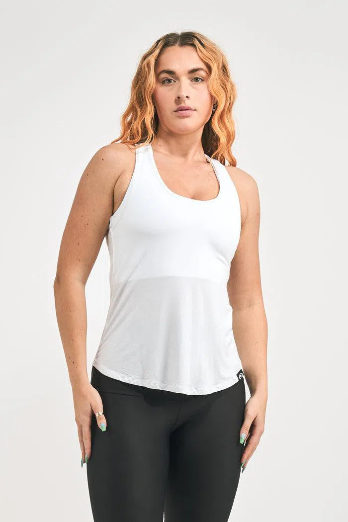 Slinky To Touch Racer Back Tank Top - White-Activewear-Exoticathletica