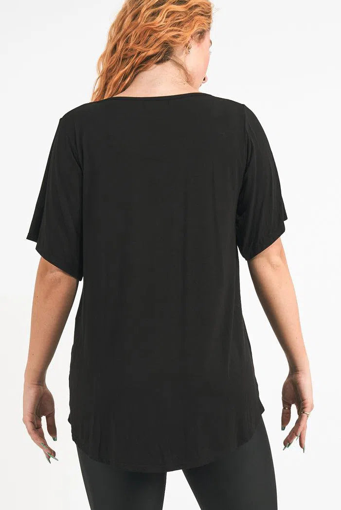 Slinky To Touch V Neck Boyfriend Tee - Black-Activewear-Exoticathletica