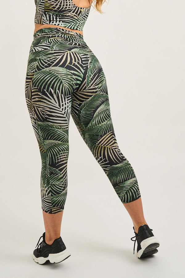 So Frond Of You Performance - Luxe Panel Pocket Drawstring Capri Leggings-Activewear-Exoticathletica