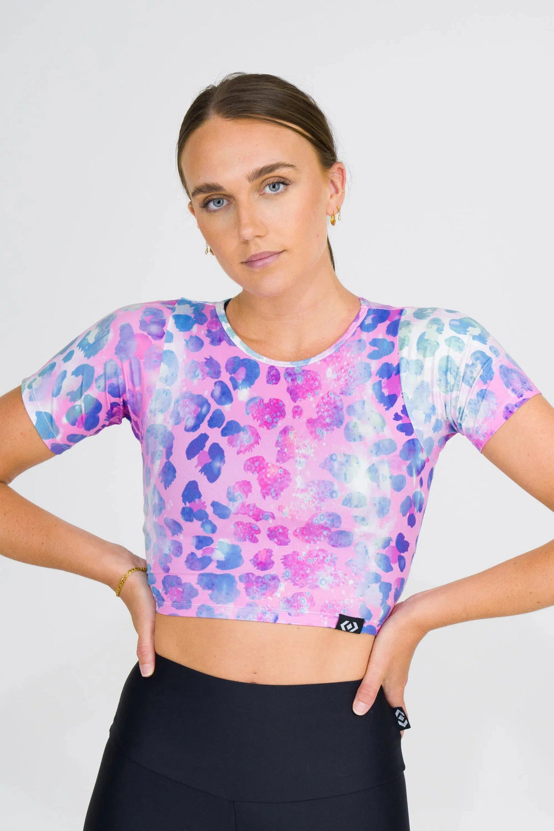 Soft To Touch Fitted Cropped Tee - Rainbow Jag-Activewear-Exoticathletica