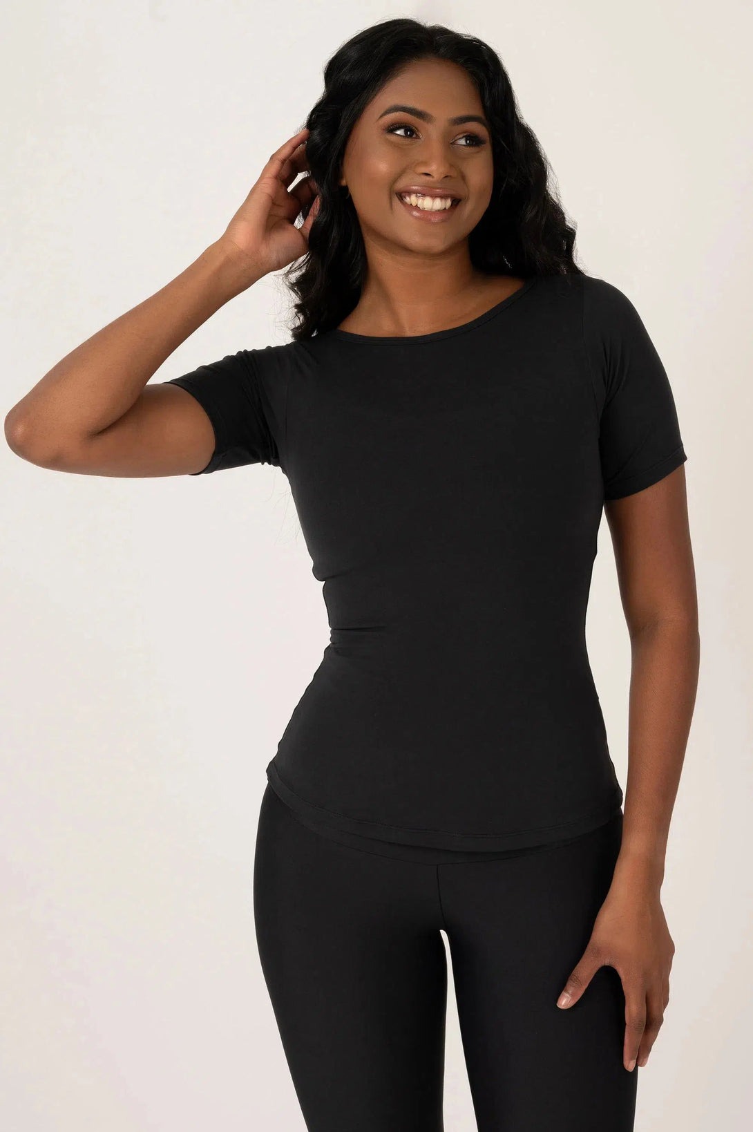 Soft To Touch Fitted Tee - Black-Activewear-Exoticathletica